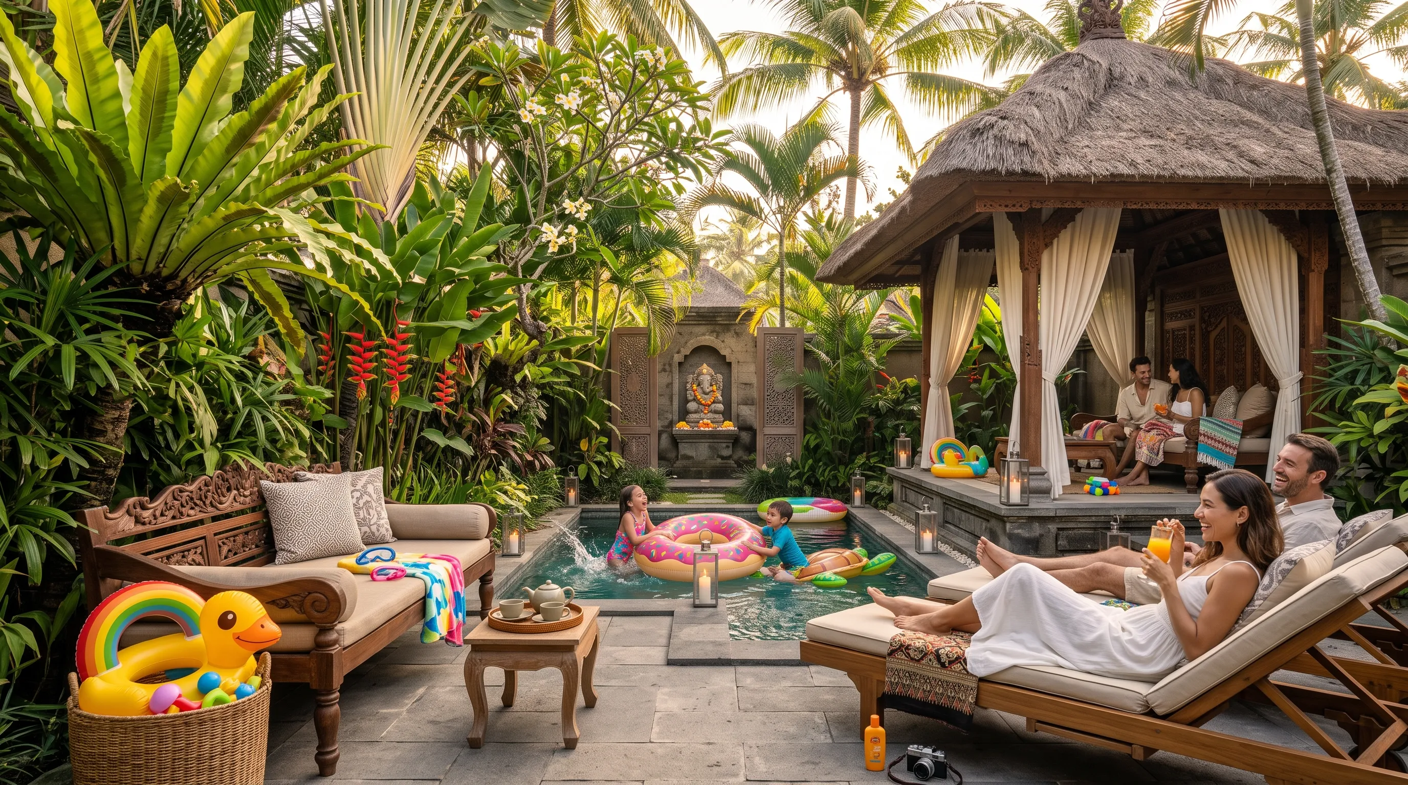 Bali Family Package with Flights Kids Playing at Resort Pool