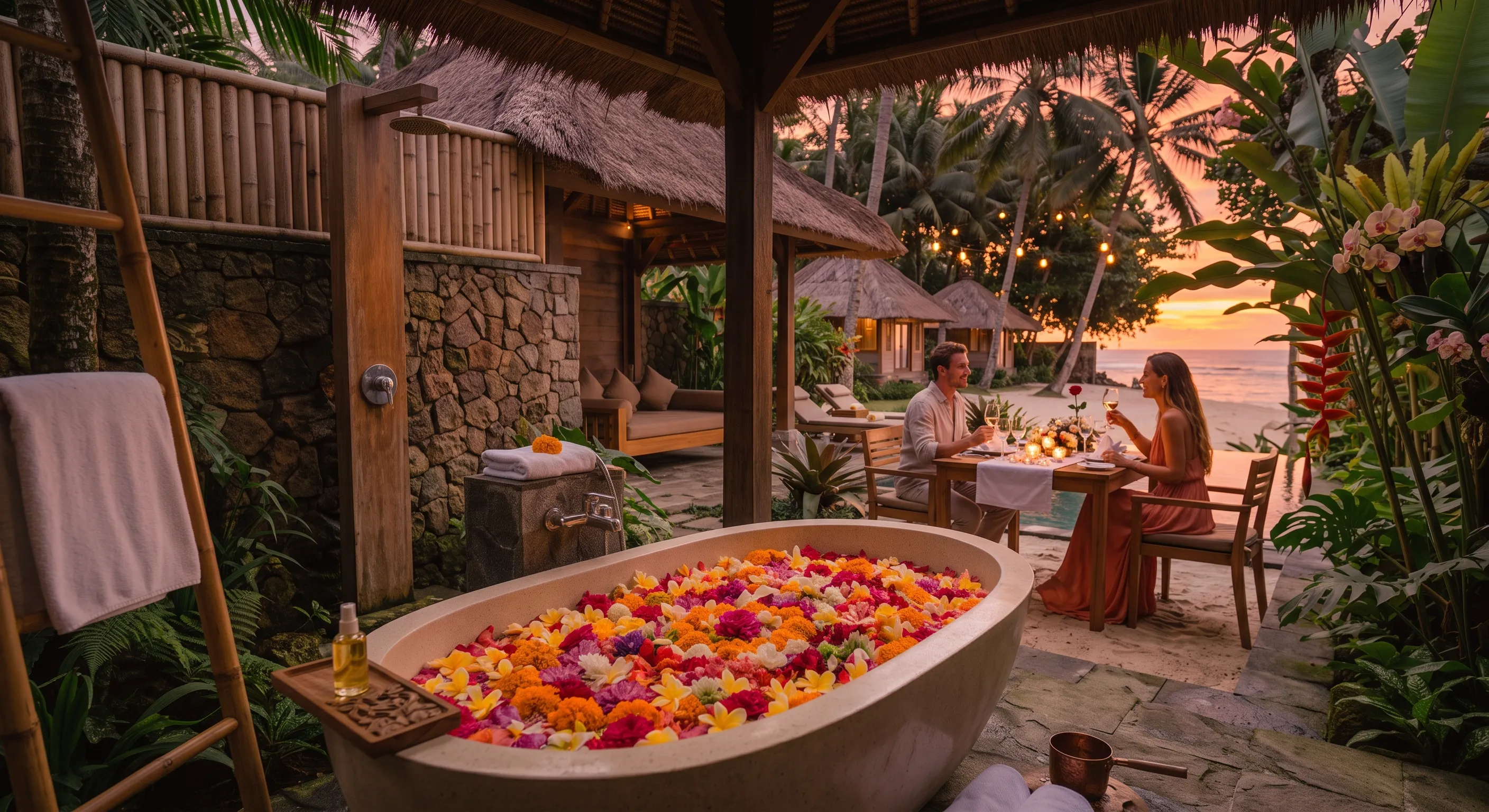 Romantic Candlelit Beach Dinner at Bali Beachfront Villa