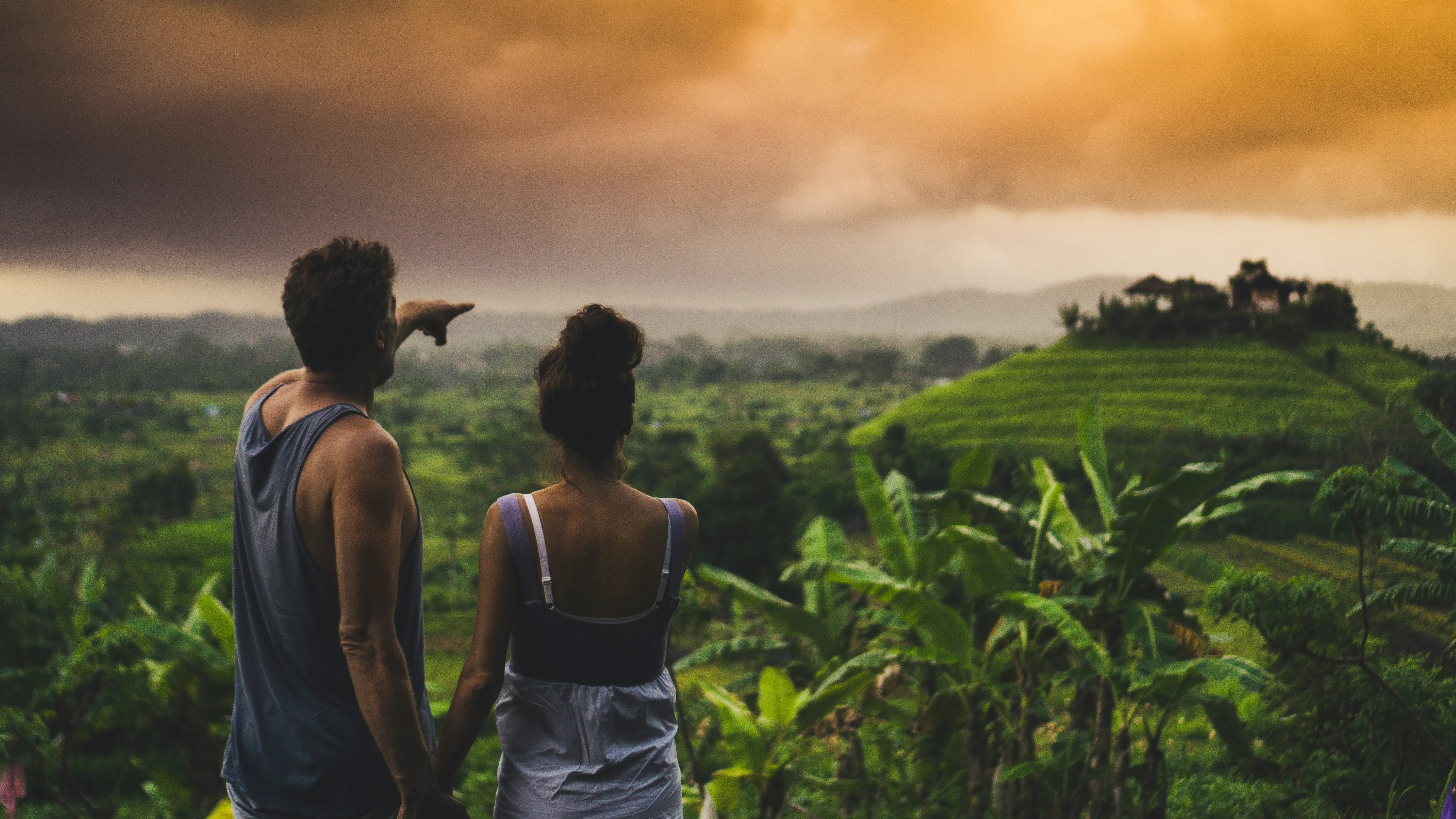 First Time Bali Honeymoon Couple at Clifftop Temple Sunset