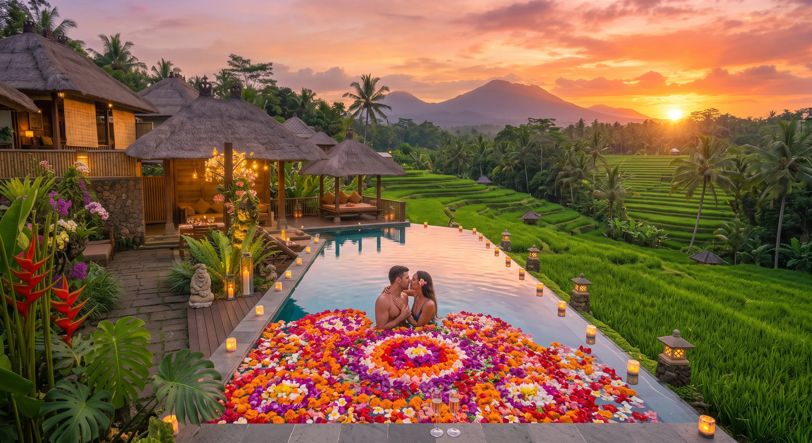 Bali Honeymoon Villa with Rice Paddy Views and Private Pool