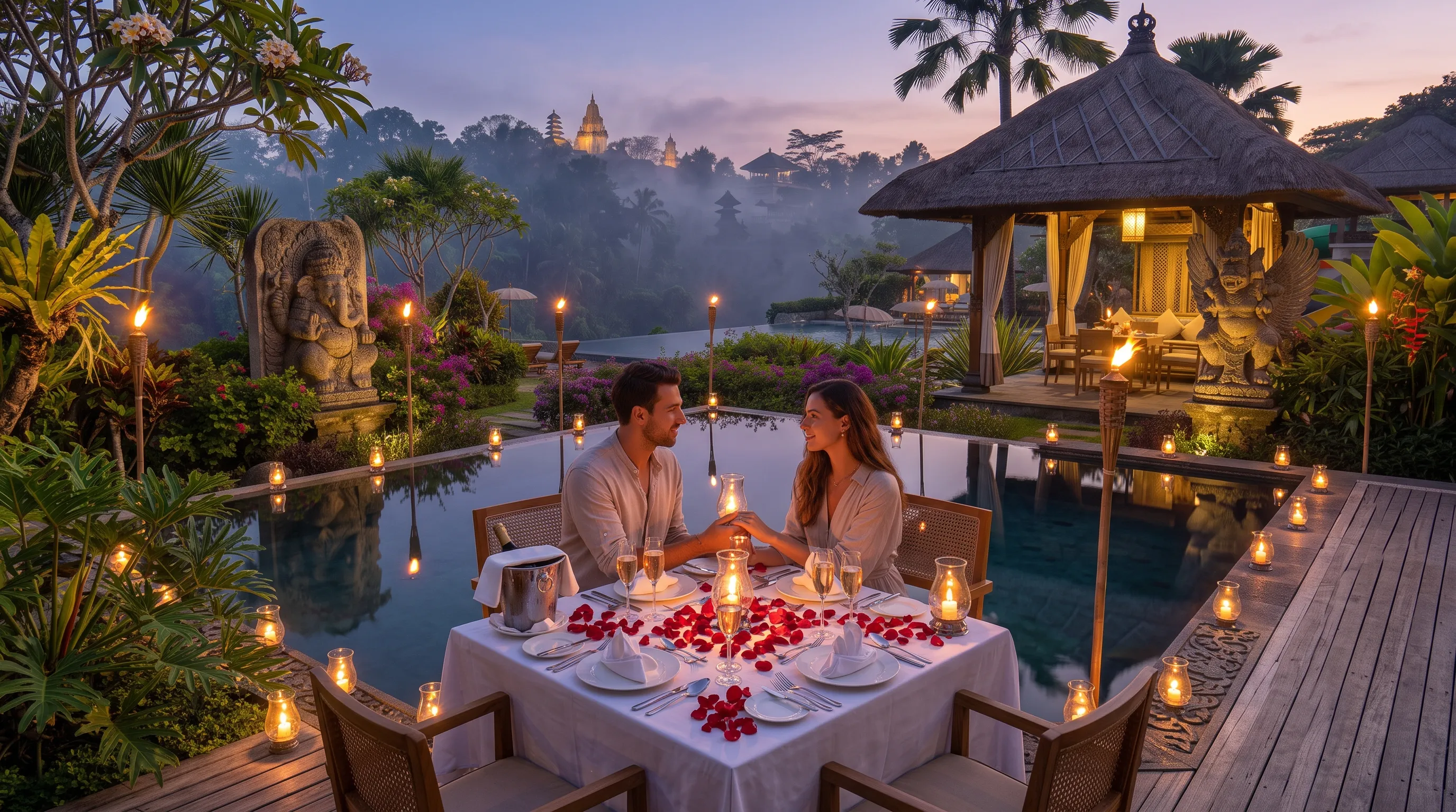 Romantic Candlelit Dinner at Ubud Resort Overlooking Jungle
